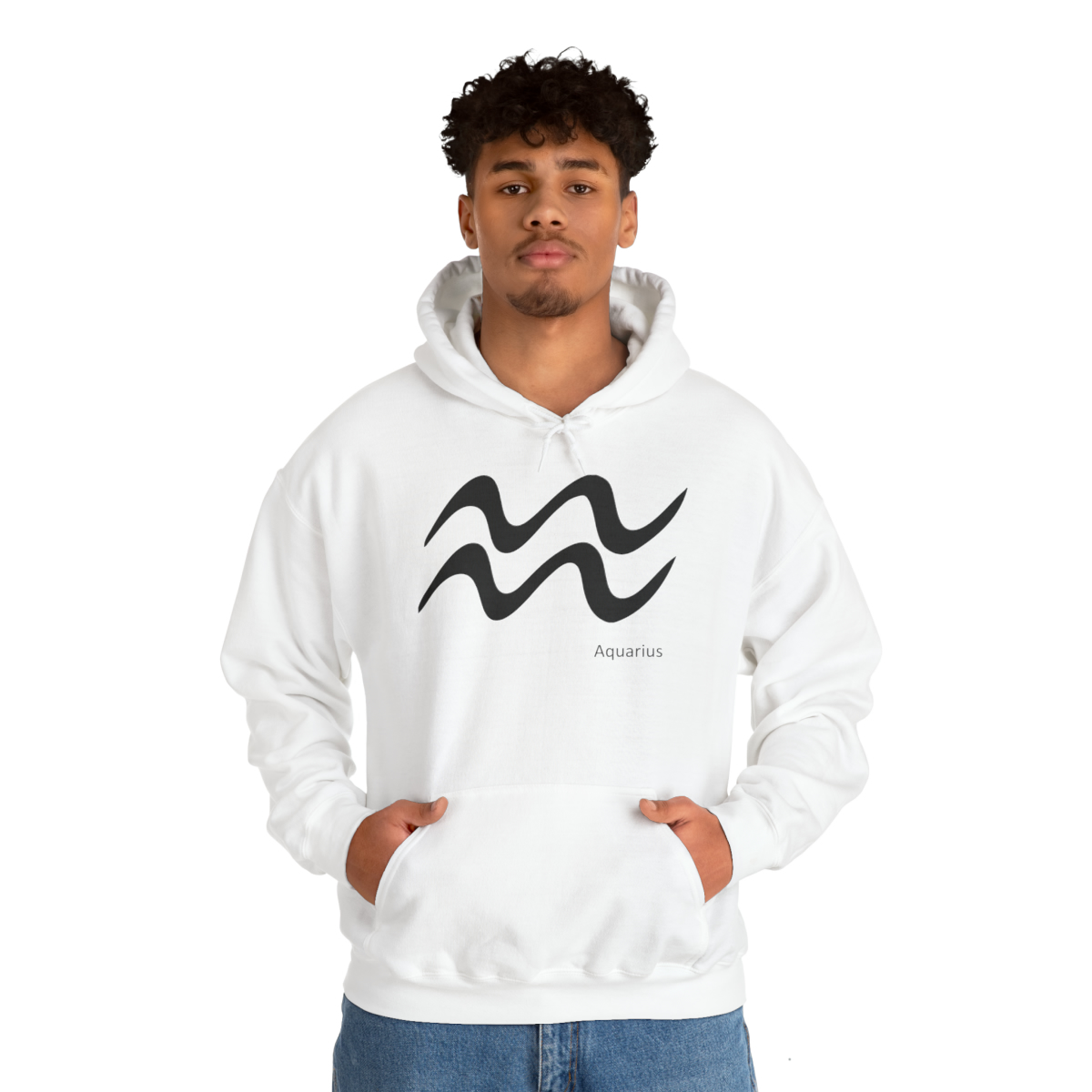 Unisex Aquarius Blk Hooded Sweatshirt - Image 4
