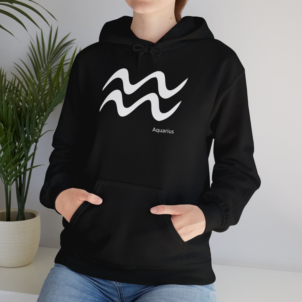 Unisex Aquarius Wht Hooded Sweatshirt - Image 3